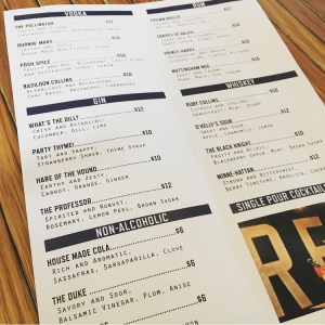 royal foundry craft spirits drink menu