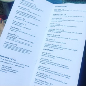 Twin Spirits Distillery Northeast Drink Menu