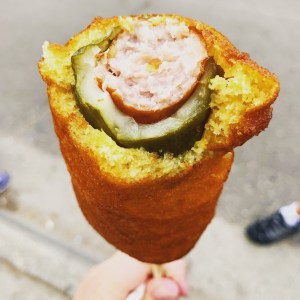 Deep Fried Dilly Dog Swine and Spuds