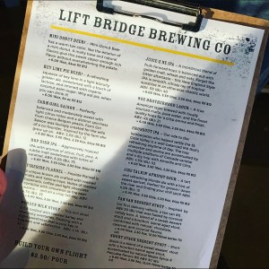 Lift Bridge Brewery Menu