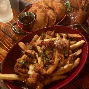 Brick and Bourbon Stillwater Duck Fat Wontons and Pork Belly Poutine